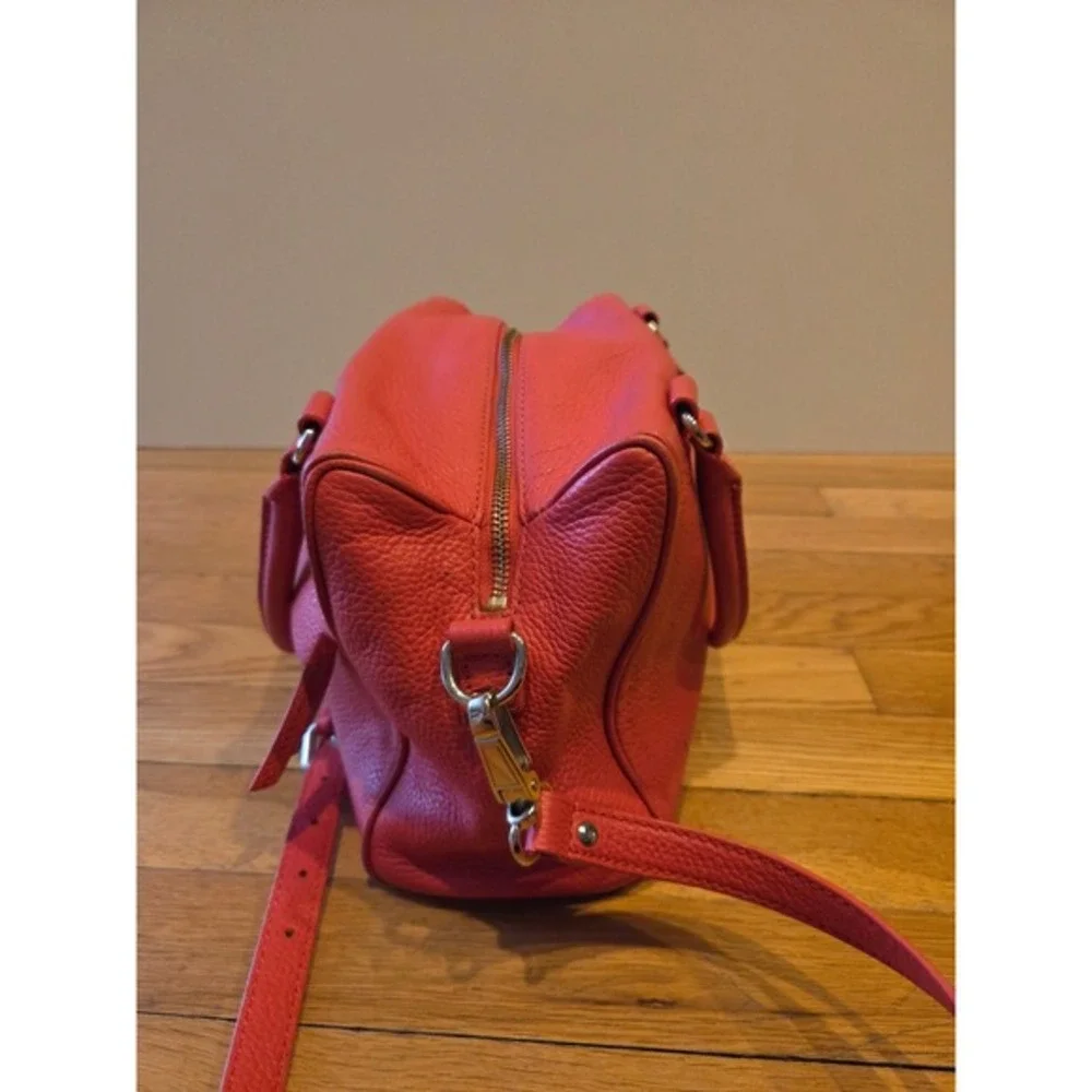 Kate Spade NY Grant‎ Park Hadlen Pebbled Leather Satchel Crossbody Bag Coral Red